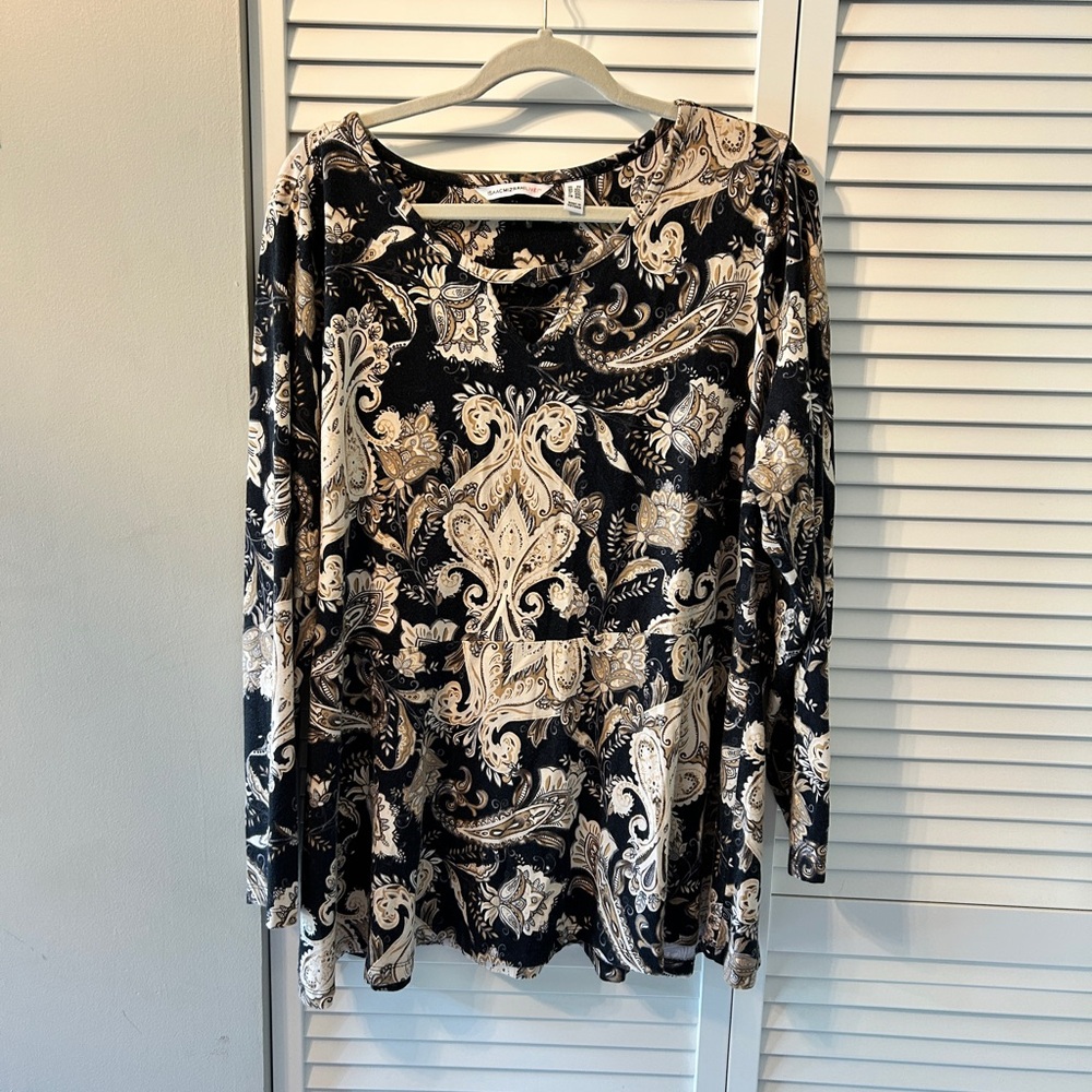 Isaac Mizrahi Black and White Boxy Blouse